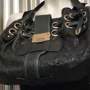 Jimmy Choo Black and Green Shoulder Bag